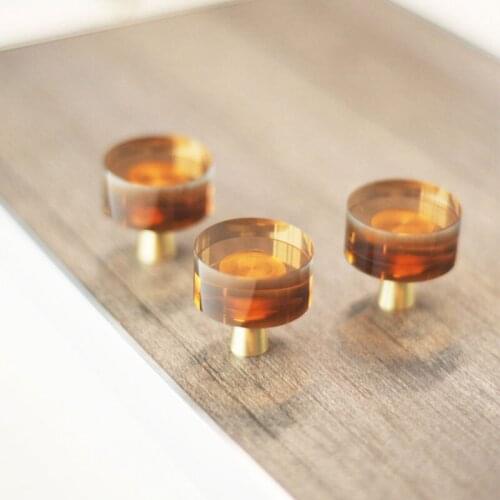 Brass Crystal Dresser Knbos Drawer Pulls Brown Transparent Handles Kitchen Cabinet Door Knobs Handles Furniture Hardware