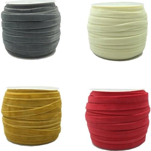 50yard 3/8" 10mm width multi colors options velvet elastic ribbon velour webbing headband Hair band accessory white lace fabric