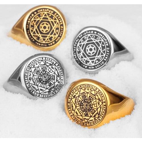 Constellation Patron Saint Star of David Amulet Stainless Steel Mens Rings for Male Boyfriend Jewelry Creativity Gift Wholesale