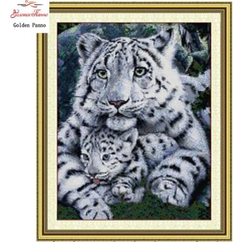 Golden Panno,Tiger Care Painting Counted Cross Stitch 11CT 14CT Cross Stitch animals Cross Stitch Kits for Embroidery Home dec23