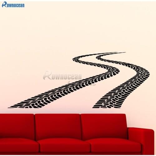 Tire Tracks Wall Decal Car Road With Traces Of Tire Garage Vinyl Sticker Home Room Interior Decoration Waterproof Mural F811