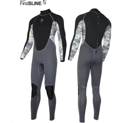 2mm Neoprene Back Zipper Wetsuit Men Full Body Jumpsuit Long Sleeved Keep Warm Surfing Diving Suit Anti-UV