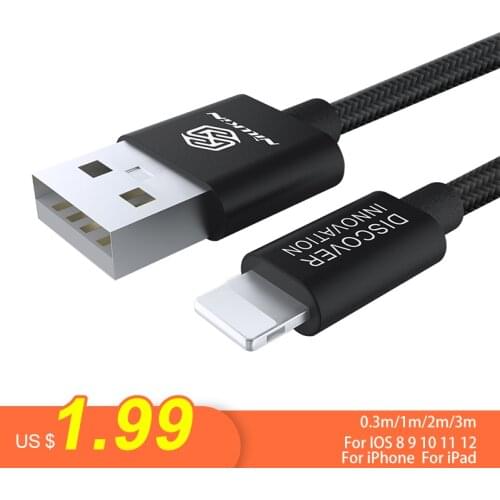 NILLKIN Nylon USB Charger Cable for iPhone XS Max / XR/ XS /X/8/8 Plus/7/ 6S/5S For iPad Mobile Phone Cables USB Data Cable 3M