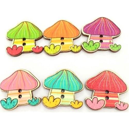 New 30x30mm 50pcs Multicolor Painted Wood Buttons House Handmade Decorative Scrapbooking Button DIY Accessories 7NK171