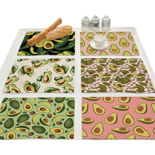 Avocado Fruit Print Drink Coasters Placemat Bowl Dining Table Mat Tea Party Decorations Nordic Accessories Kitchen Home Decor