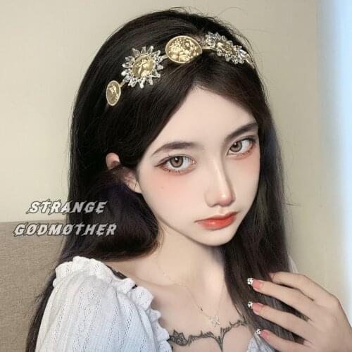 French retro Baroque palace wind hair band female pressure hair all-match golden hair bundle luxury crystal set headband