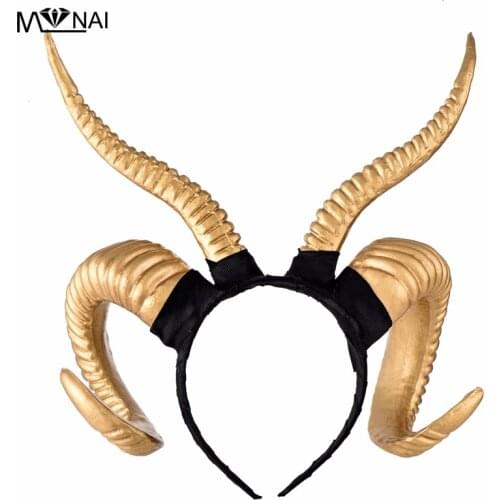 Steampunk Antelope Horns Hoop Headband Forest Animal Photography Manual Sheep Horn Headpiece Costumes Accessories Goth