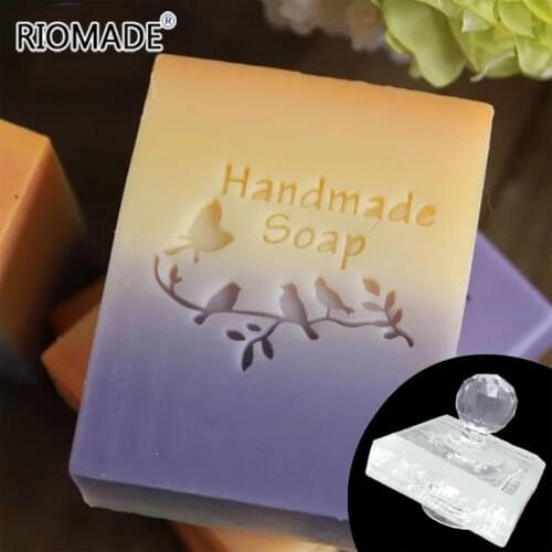 Bird Pattern Transparent Handmade Soap Stamp With Handle 4 Little Birds On A Branch Acrylic Soap Making Chapter Custom Stamps
