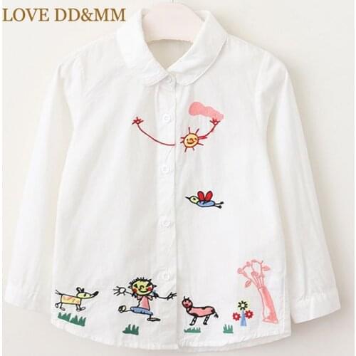 LOVE DD&MM Girls Shirt 2021 New Childrens Cute Girl Cotton Cartoon Embroidery Long-Sleeved Shirt Children Comfortable Clothes