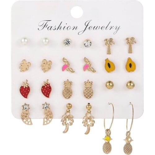 Earings Fashion Jewelry 2020 Stud Earrings for Women Rhinestone Simulated Pearl Earrings Set Flower Shape Party Birthday Gifts