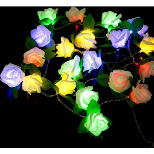 20LEDs Rose Flower Led Fairy String Lights Battery Powered Wedding Valentines Day Event Party Garland Decor