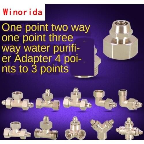 Water Pipe Joint Copper Fittings 1/2IN To 3/8IN PE Pipe Elbow Three Way Water Divider Home Straight Drinking Pure Water Machine