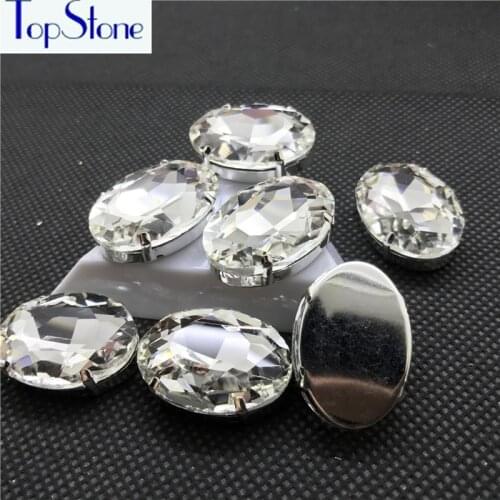 High Quality Clear Crystal glass Oval Sew On Rhinestone with Claw for Clothing Decoration 8x10 10x14 13x18 18x25 20x30 mm