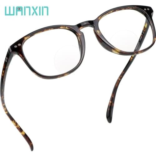 WANXIN Bifocal Reading Glasses with Invisible Round Lenses,Blue Light Blocking Glasses for Men/Women