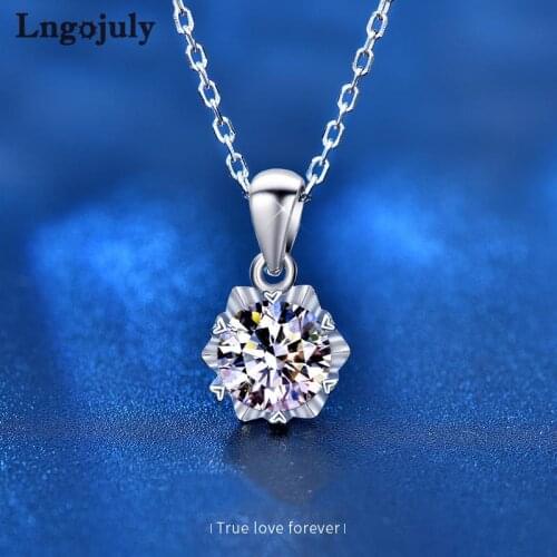 New Women Necklaces 925 Sterling Silver 1 Carat Moissanite Pendant Necklaces For Women Bride Wedding Party Silver 925 Jewelry