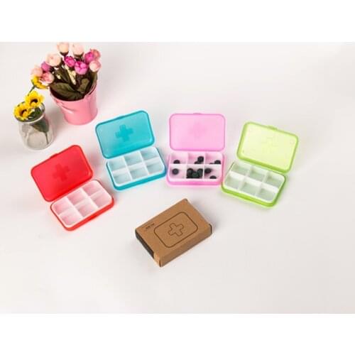 1pcs Cross 6 grid small pill box pp plastic gift classification pill box jewelry storage box carton packaging