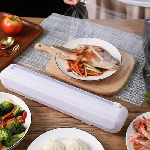 1pc Practical Household Cling Film Cutter Kitchen Supplies Artifact Cling Paper Foil Divider Cutting Box Slide Knife Automatic