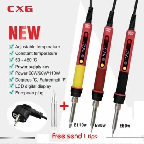 2020 NEWEST CXG E60WT/90WT/110WT 110V/220V EU/US/AU ROHS LCD Temperature Digital LED Adjustable Electric Soldering Iron+tips