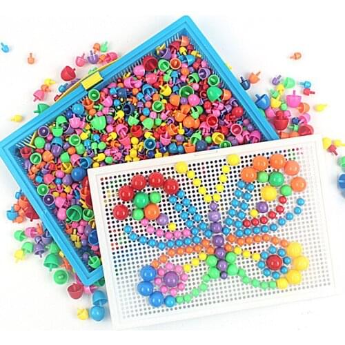 296 Pieces/Set Mushroom Nail DIY Handmade Toys Childrens Educational Toys Intelligent 3D Puzzle Game Jigsaw Board Gifts