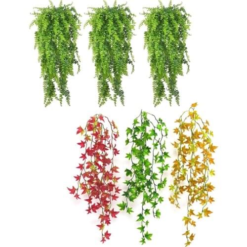 Reptile Plants Hanging Plastic Terrarium Plant with Suction Cup for Bearded Dragon Lizard Gecko Snake Tank Habitat Decor