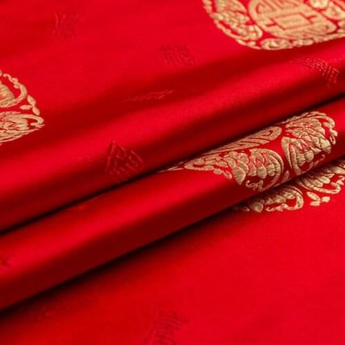 500cm*150cm imitation silk brocade fabric red color high quality furniture cushion cloth antique wedding dress DIY cloth