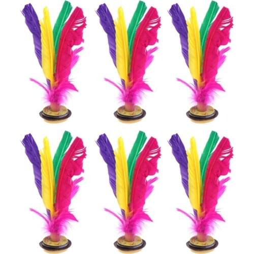 New 6pcs Colorful Feathers Kick Shuttlecock Chinese Jianzi Foot Sports Outdoor Toy Game