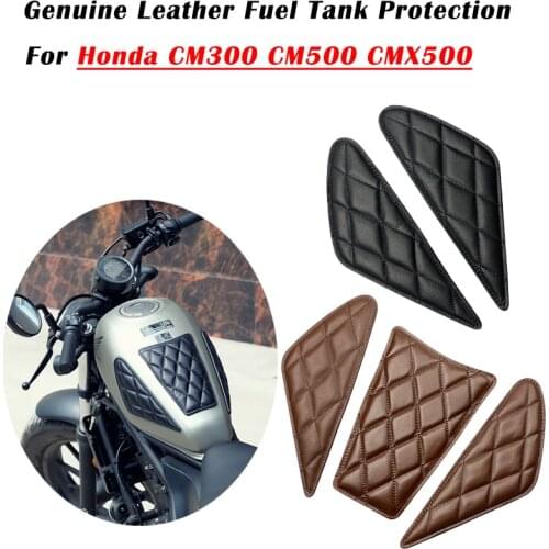 For Honda Rebel 300 500 CM300 CM500 CMX300 CMX500 Moto Accessories Genuine Leather Gas Tank Protect Sticker Fuel Cap Cover Pad