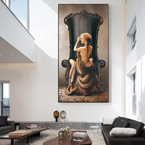 Large Size Canvas Wall Art Prints Nude Lady Oil Painting Feeling Picture Printed On Canvas For Home wall mural Decor Cuadros