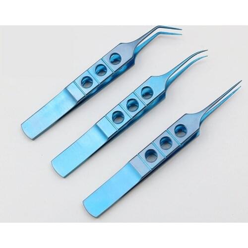 Eyelid Tools Micros Stainless Steel Titanium Alloy 11CM Dovetailed Straight/bend Head Tweezers Platforms Ophthalmic Forceps