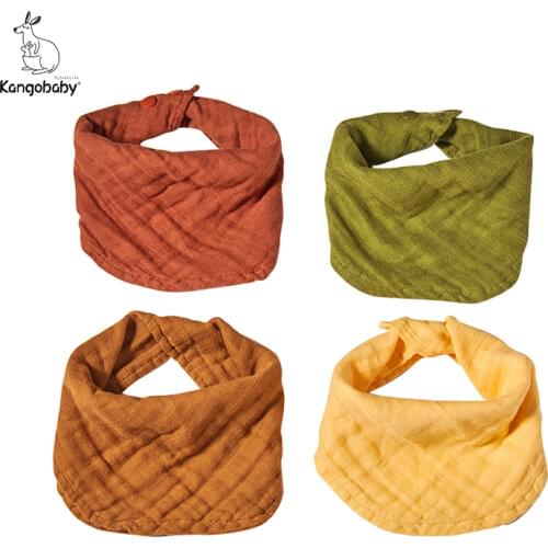 Kangobaby 4pcs Muslin Burp Cloths Sets Most Fashion Colorful Solid Color Baby Infinity Scarf Bibs