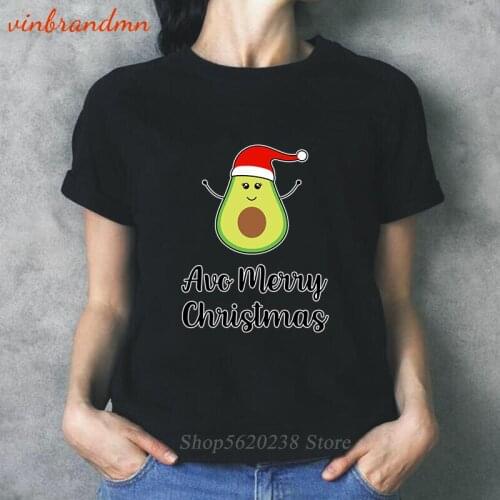 Kawaii Cartoon Girl Summer Tshirt Merry Christmas Avocado Woman T-shirts 100% Cotton Clothing Casual Vogue T-Shirt Fashion Top