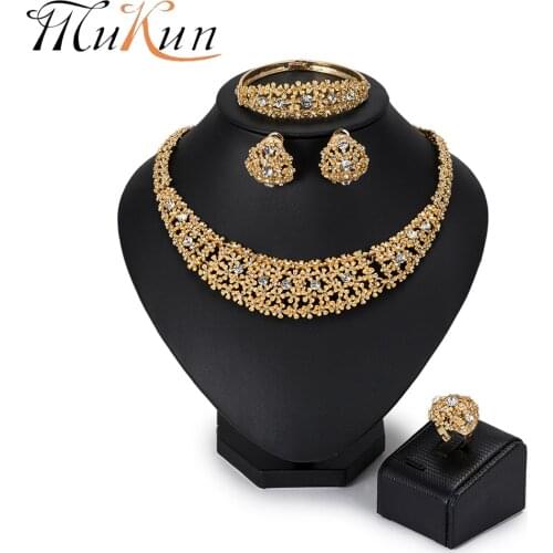 MuKun Nigerian Bead Jewelry Sets For Women Wedding Flower African Beads Jewelry Set Necklace Earrings Jewelry 2018 New Arrivals