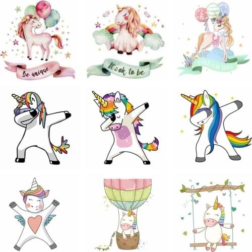 Cool Unicorn Heat Transfer Vinyl Termoadhesivos Applique Diy Clothing Accessories For Kids Iron On Parches washable patches