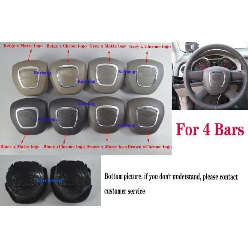 For 4 Bars A4 A5 A6 A8L Q5 Q7 2007-2012 Steering Wheel Horn Cover Center Speaker Panel+Emblem OEM Replacement Car Accessory