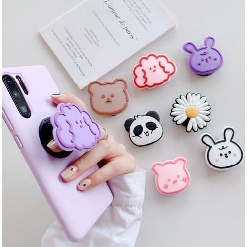 Cellphone Griptok Holder Cute Cartoon Silicone Foldable Finger Phone Stand Grip for IPhone Samsung Handle Bracket Accessories