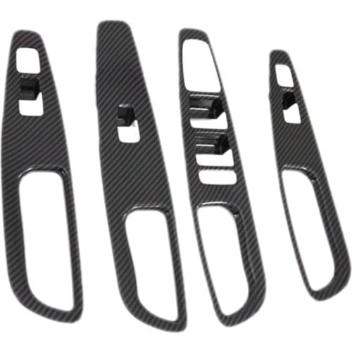 For Hyundai Santa Fe 2019 2020 Carbon Fiber Window Lift Switch Button Cover Trims Door Armrest Panel Frame Interior Accessories