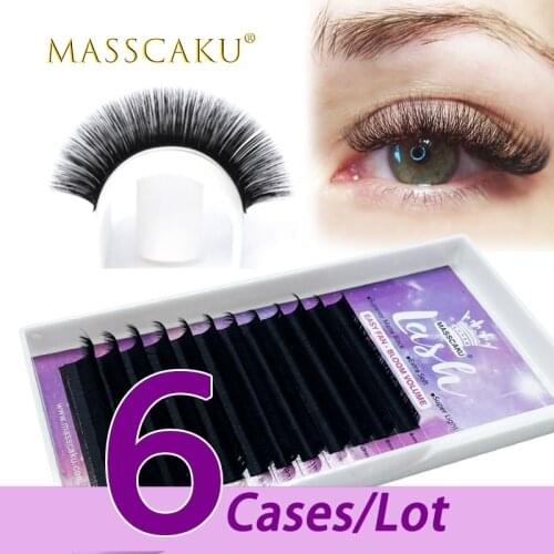 MASSCAKU 6case/lot 8-20mm & mix bloom eyelash volume effect false eyelash self-making fan lashes bloom faux mink easy fan lashes