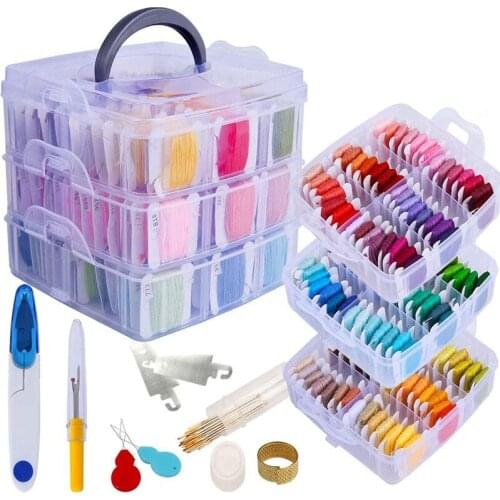 New Embroidery Floss Set, 150 Colors Cross Stitch Friendship Bracelets Thread with Floss Bins and 37 Pcs Cross Stitch Tool
