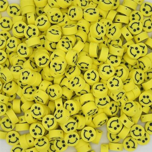 Oryana 30pcs/lot 10mm Smiling Face Beads Polymer Clay Spacer Loose Beads for Jewelry Making DIY Bracelet Accessories Wholesale