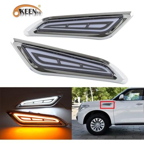 2Pcs For Nissan Patrol Y62 Armada 2014-2020 Led Side Marker Light White Driving Yellow Dynamic Turn Signal Side Body Front Wheel