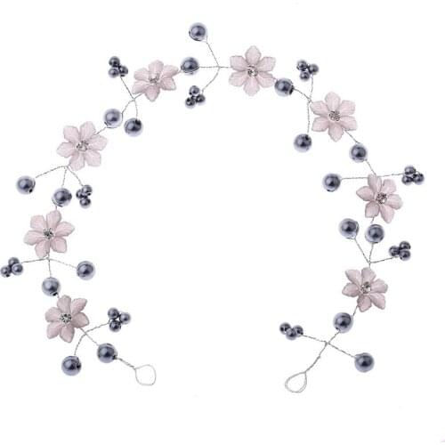 Bride black pearl handmade crystal soft chain headband bridal headdress wedding hair accessories wedding dress accessories