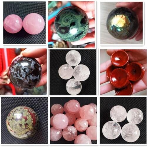 Drop shipping variety of Natural Pink Rose Quartz spherical Crystal Healing Ball Sphere Gemstone 1pc