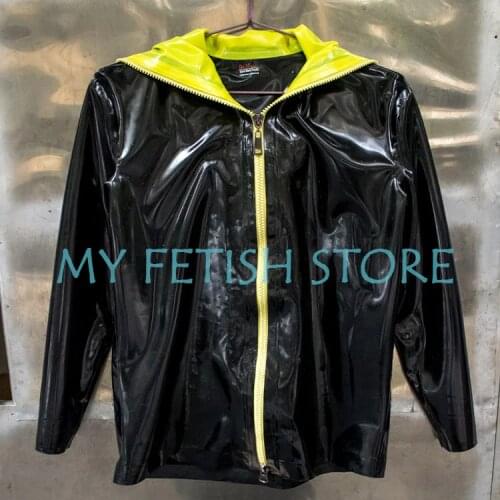 RD813)Luxury Custom Top quality 100% natural latex jacket second skin latex catsuit fetish wear