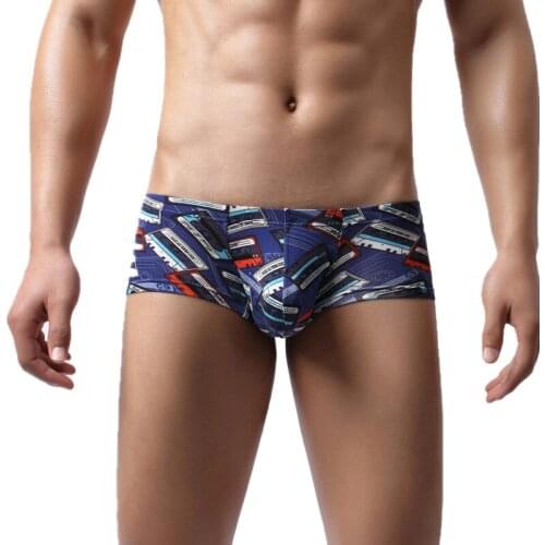 Sexy Mens Mini Boxer Shorts Printed Bugle Pouch Underpants Cotton Boxershorts Trunks Sleepwear Nightwear Shorts Male Panties