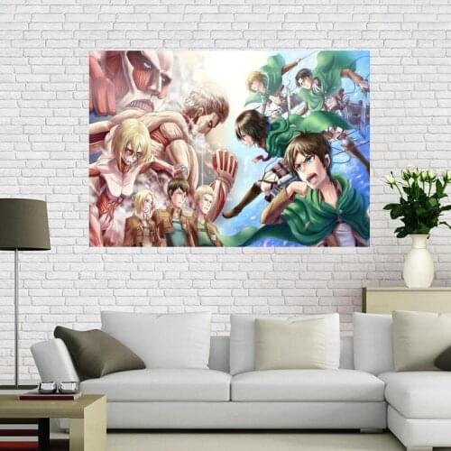 New Style Attack on Titan Custom Silk Canvas 27X40cm 30x45cm DIY poster best gift for kids room Drop Shipping