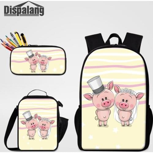 Girls Cute Food Lunchbox Pencil Case School Bags Set Cartoon Pig Primary Backpack Children Creative Mochilas Women Travel Cooler