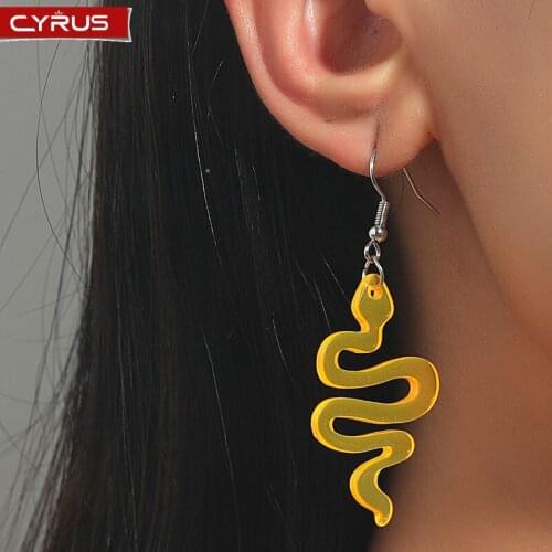 Vintage Snake Dangle Earrings for Women Simple Transparent Colorful Acrylic Resin Earring Gilr Creative Jewelry Gifts Wholesale