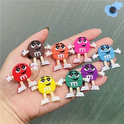 1pcs PVC Lovely M Beans Boys Girls Garden Shoes Accessories Shoe Decorations Fit Croc Jibz Charm Party Presents