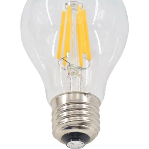 10pcs A60 Clear E26 E27 6W dimmable 360 Degree Glass Clear Edison retro LED filament lamps bulb light 120V AC Warm White 2700K