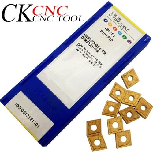 10pcs CNMG090304-PM YBC251 CNC lathe turning tools CVD carbide Negative angle semi-finishing blade for processing steel parts